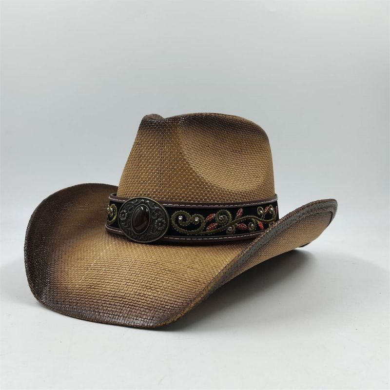 100%papier Fashion Cowboy Summer Paper Straw Big Brim Hat