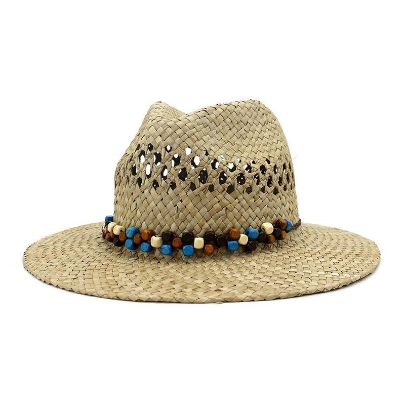 Chapeau de soleil Fedora 100 % paille Beach Sun Protect