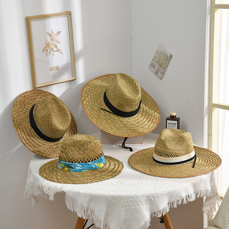 Chapeau Fedora Panama en paille naturelle à large bord de plage