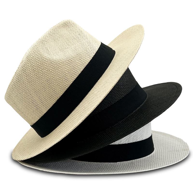 Chapeau Panama Fedora à ruban noir Five Grass