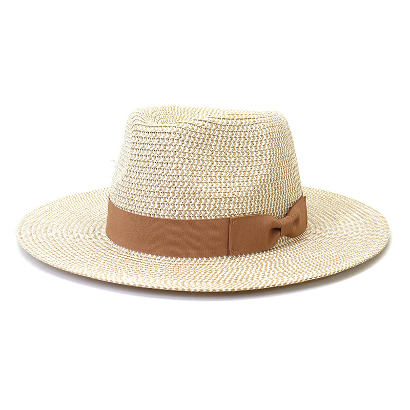 Bowknot Ruban Paille Tresse Fedora Chapeau pour Hommes