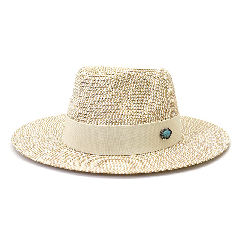 Chapeau de paille Fedora avec écusson personnalisé