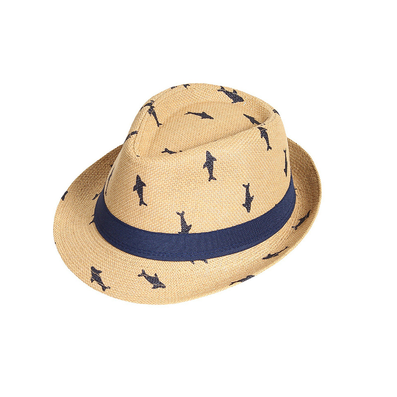 Chapeau Fedora en paille pour enfants avec logo personnalisé