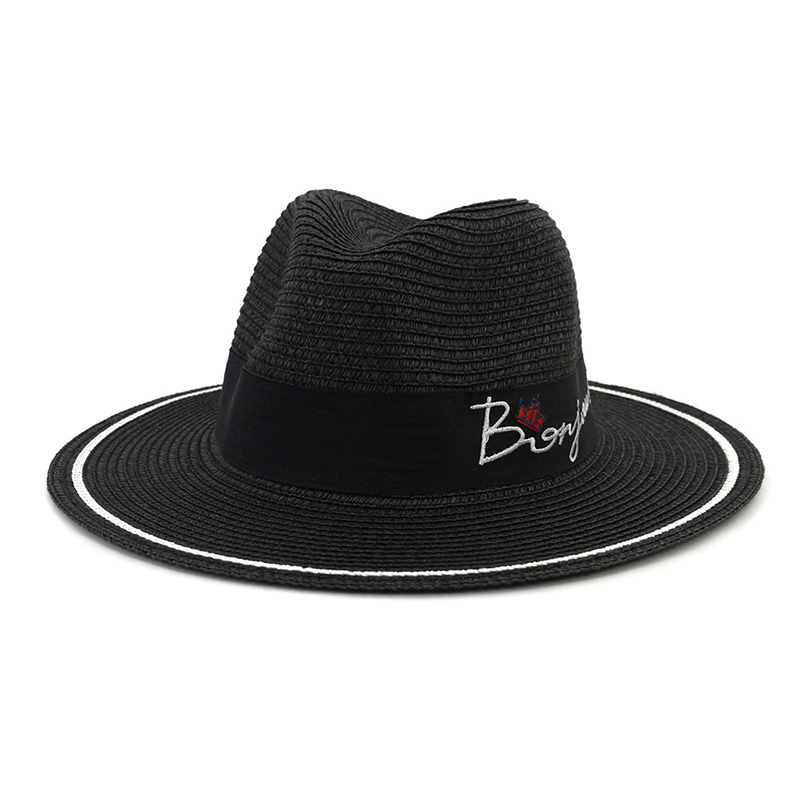 Chapeau Fedora en paille pour femmes avec logo personnalisé