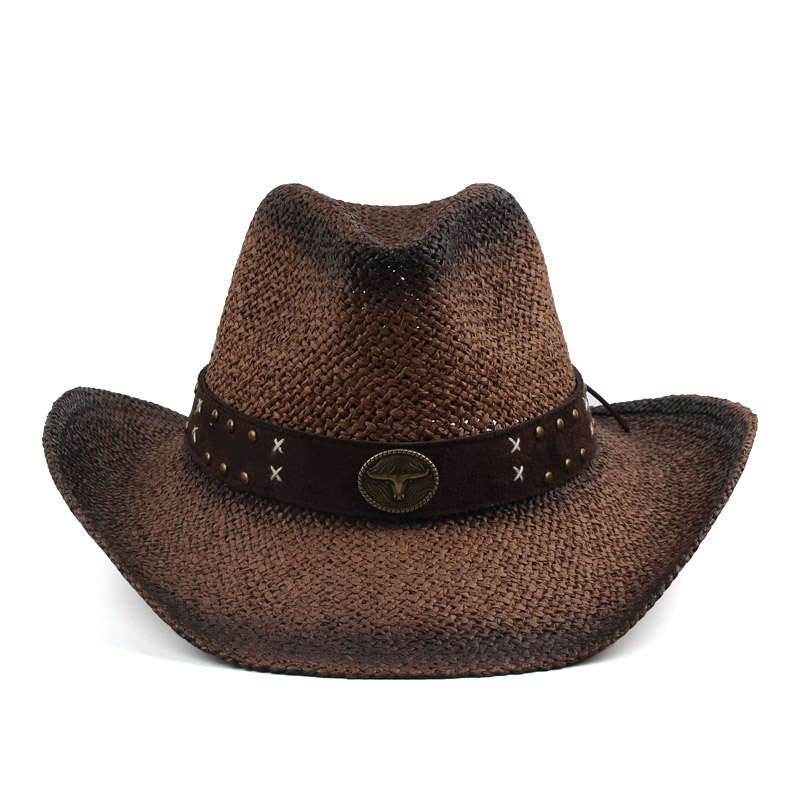 Chapeau de Cowboy en Paille Marron Foncé