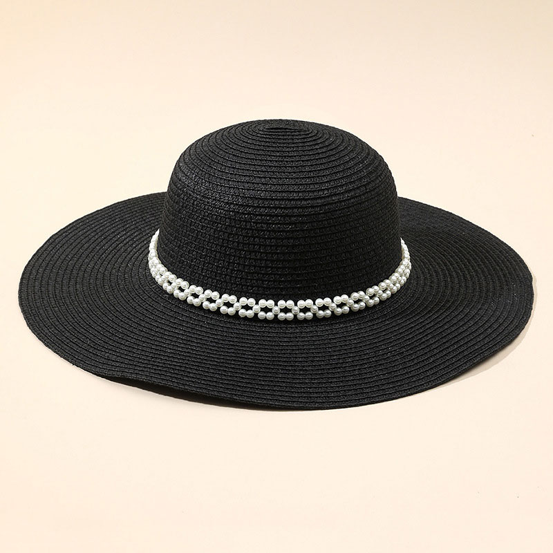 Chapeaux de soleil fantaisie en paille noire pour femme