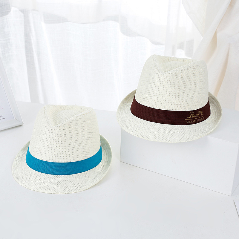 Golden Logo Trilby Sun chapeau de paille pour la promotion