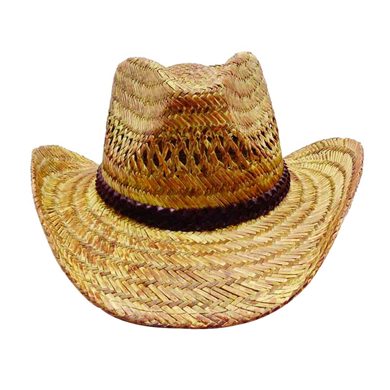 Chapeau de cowboy pour homme en paille creuse