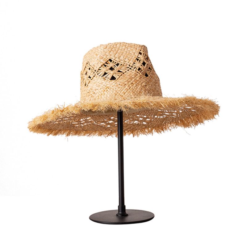 Chapeau de soleil fedora en paille de raphia pour femme fabriqué en Chine