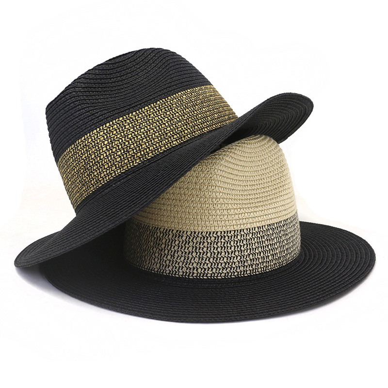 Chapeau Fedora Panama en paille de papier noir pour homme