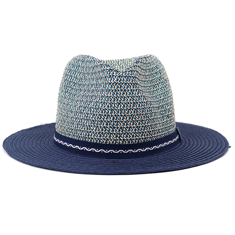 Chapeau de soleil Panam bleu marine tissé en paille pour hommes