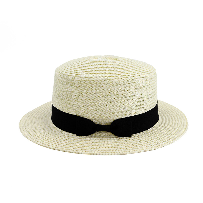 Chapeau canotier en paille uni multicolore