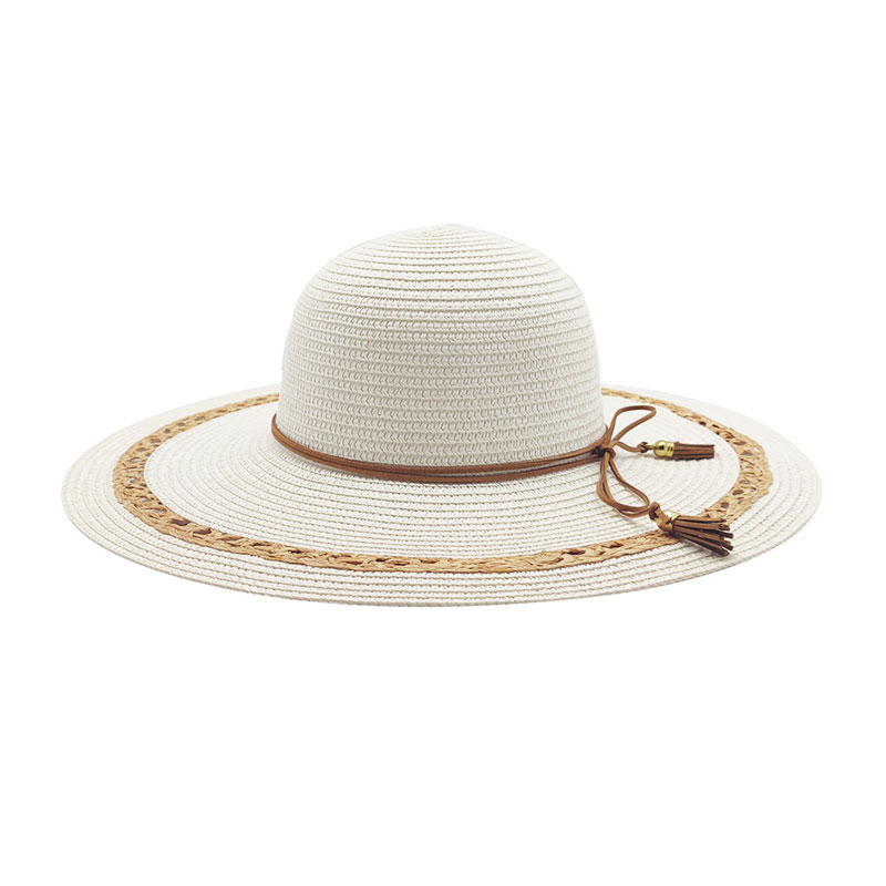 Nouveau chapeau de disquette blanc tressé en paille de voyage