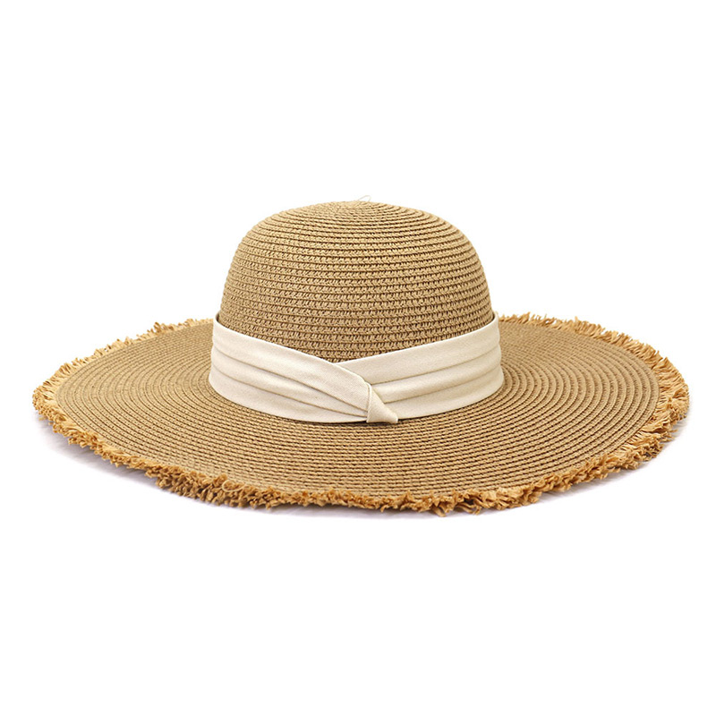 Ruban Trim Womens Beach Summer Chapeau à large bord